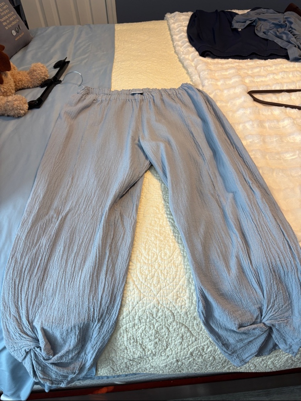 Oh My Gauze! Essie , Dusty blue Textured Gauze Pants